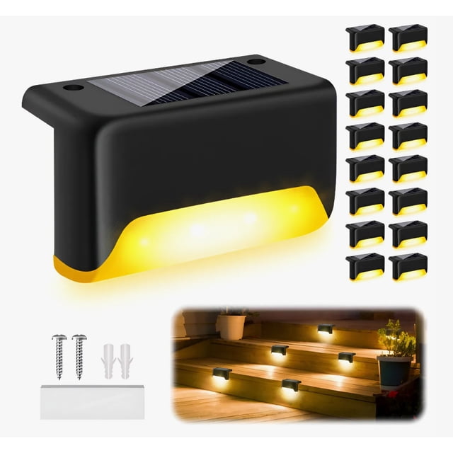 16pzs Lámpara Luz Solar Exterior Jardín Escalera Tierra Led Modelo Negro