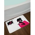 thumbnail image 2 of Fashion Bath Mat, Young Woman Looking at a Shoe Store Shopping Female Dressing on Plain, Plush Bathroom Decor Mat with Non Slip Backing, 29.5" X 17.5", Hot Pink Charcoal Grey, by Ambesonne, 2 of 2
