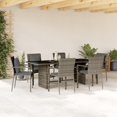 thumbnail image 1 of vidaXL 7 Piece Garden Dining Set with Cushions Grey Poly Rattan, 1 of 4
