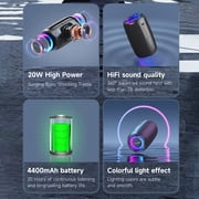 ZEALOT S61 Portable HiFi Bass Subwoofer Wireless BT Speaker for Outdoor, Cinema-Level Sound with RGB Lights, 4400mAh High-Capacity Battery, Blue/Cyan (6.4 inches / 16.3 cm)