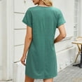 thumbnail image 7 of Summer Dresses for Women V-Neck Short Sleeve Sundresses Solid Color Casual Beach Everyday Vacation T-Shirt Loose Dress, 7 of 7