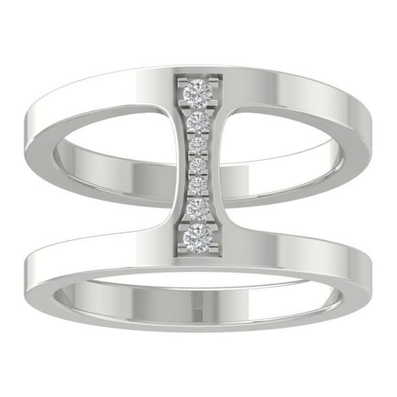 ARAIYA 10K White Gold Round Diamond Fashion Band Ring (1/10 cttw, I-J Color, I2-I3 Clarity), Size 10