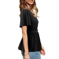 thumbnail image 2 of JYLFC Peplum Tops for Women Ruffle Short Sleeve V Neck Wrap Blouse, Black L, 2 of 4
