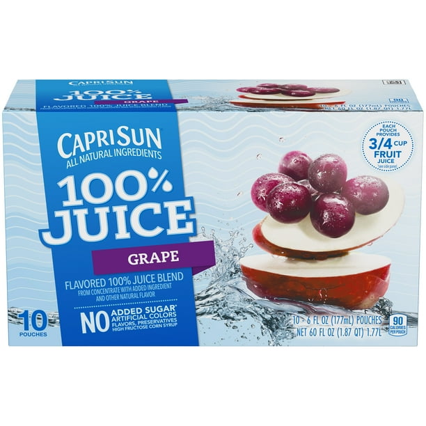Capri Sun 100 Grape Juice, 10 ct Pouches, 60.0 fl oz Box Walmart