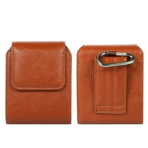 Dteck Phone Holster for Samsung Galaxy Z Flip/Z Flip 5G/Z Flip 3 5G,PU Leather Vertical Cellphone Belt Clip Holster Pouch Holder Waist Carrying Hanging Bag Case with Keychain,Brown