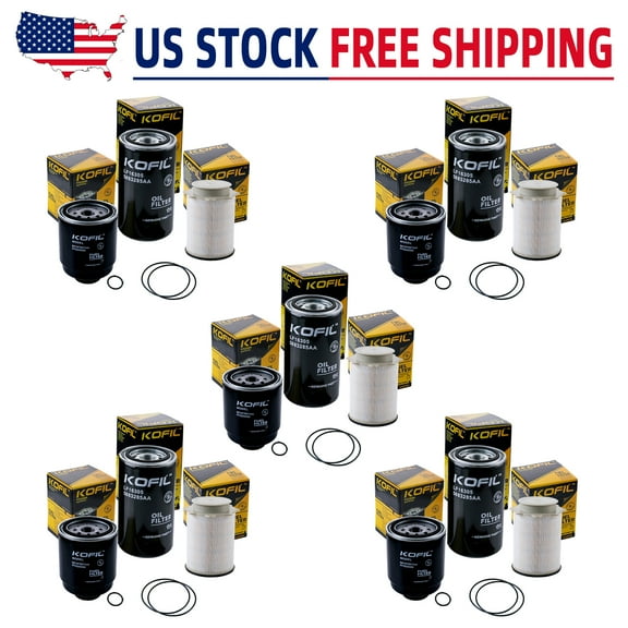6.7L Cummins Fuel Filter Water Separator and Oil Filter Set Fit for Dodge Ram 6.7L Cummins Diesel 2013-2018 2500 3500 4500 5500 Replaces# 68197867AA 68157291AA 5083285AA.5pcs