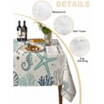thumbnail image 2 of Blue Teal Coastal Table Cloth, Summer Beach Starfish Coral Nautical Rustic Waterproof Tablecloth for Rectangle Tables, Washable Fabric Table Cover for Restaurant Kitchen Dining Tables 60"x84", 2 of 6