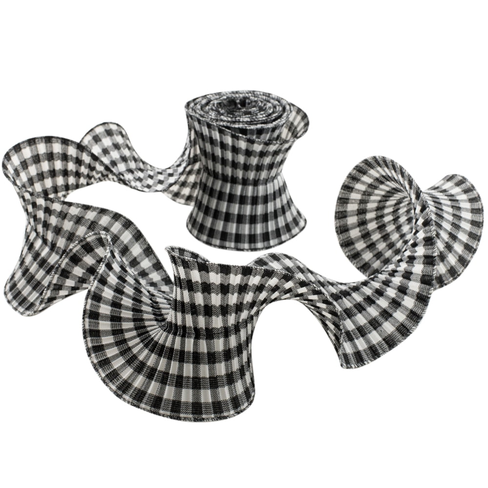 5 Yards Black White Ribbon Halloween Checkered Wired Ribbon - Temu