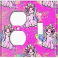 thumbnail image 4 of Metal Light Switch Plate Cover Pink Unicorn Rose Fairy Universe UNI004, 4 of 13