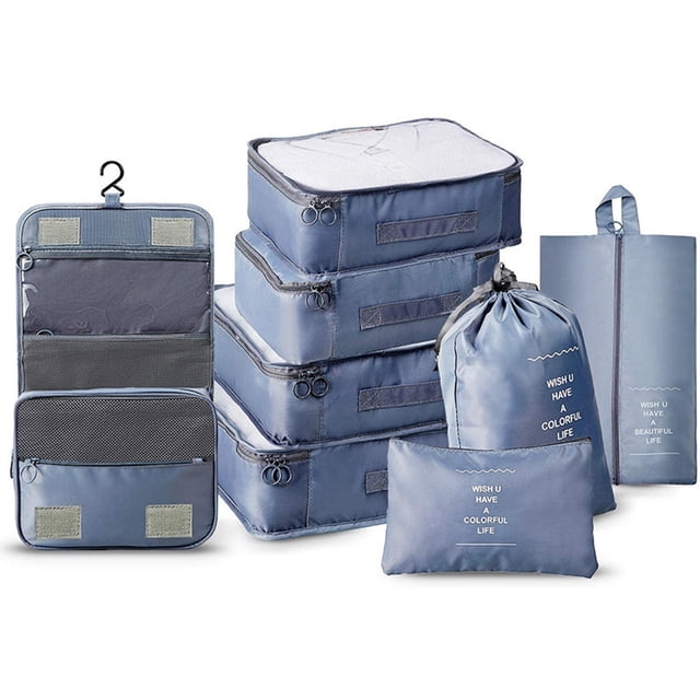 Bolsa de almacenamiento Irfora Bolsas de almacenamiento, juego de 8 Uds., organizador de viaje, Maleta, juego de embalaje, estuches de almacenamiento, organizador de equipaje portátil, bolsa para ord Irfora Bolsa de almacenamiento