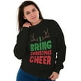 thumbnail image 4 of Bring Christmas Cheer Reindeer Antler Unisex Plus Fleece Graphic Sweatshirt Brisco Brands 2X, 4 of 5