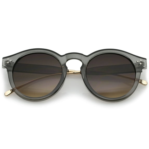 sunglassLA - Metal Temple Keyhole Bridge Neutral-Colored Lens P3 Round Sunglasses 50mm - 50mm