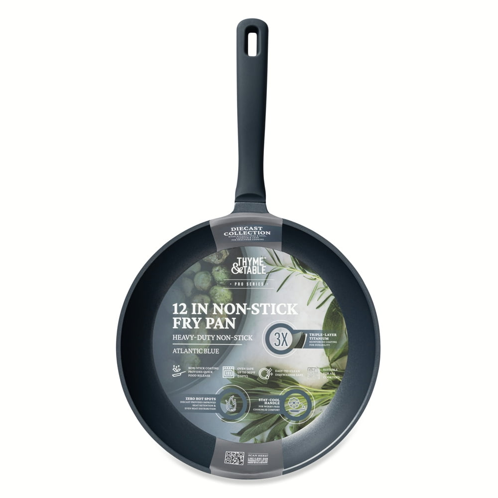 Thyme & Table 12" Non-Stick Diecast Fry Pan - Atlantic Blue