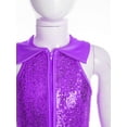 thumbnail image 5 of Xnihocha Girls Sleeveless Gymnastic Leotard Jumpsuit Shiny Metallic Disco Ballet Dance Bodysuit Unitard Purple 6, 5 of 7