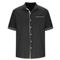 thumbnail image 4 of PNTUTB Summer Men's Fashion Printed Patchwork Casual Loose Comfort Collared Button Front Short Sleeve Top with Pockets, 4 of 6
