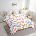 thumbnail image 3 of Manfei Colorful Rainbow Twin Bedding Sets 7pcs,Cute Bowtie Bow Bedding Comforter Set 7pcs,Multicolor Clouds Sheet Sets For Girls Kids,Microfiber Room Decorative Reversible, 3 of 7