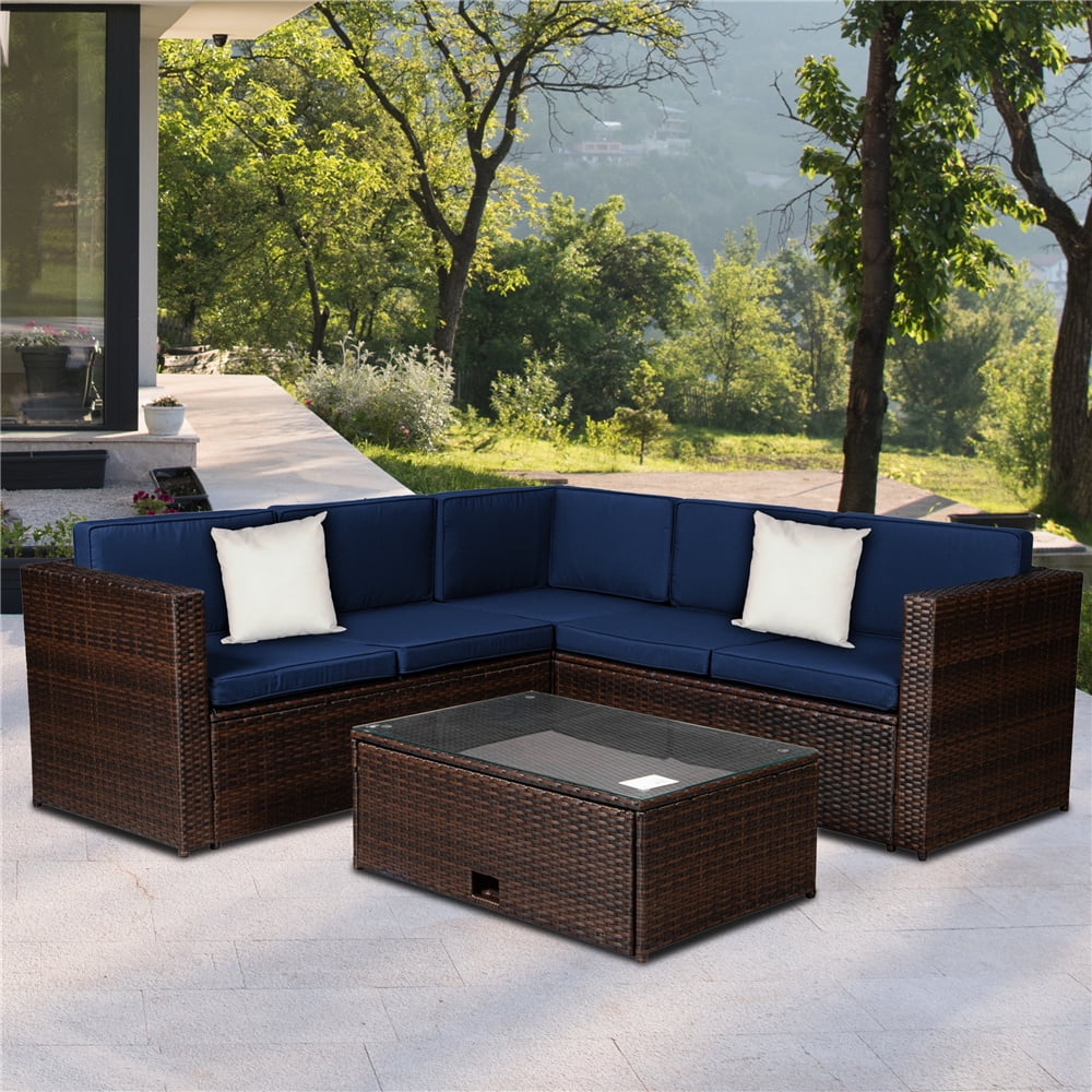 Patio Conversation Set, 4 Piece Outdoor Patio Furniture Sets, with 2
