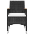 thumbnail image 3 of vidaXL 3 Piece Garden Bistro Set Poly Rattan and Tempered Glass Black, 3 of 5