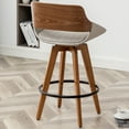 thumbnail image 2 of FOWEOAIU Bar Stools Leather Upholstered Adjustable Swivel Counter Stool 26"，with Footrest for Bar, Kitchen Island, Bistro, Gray (Set of 2）, 2 of 9
