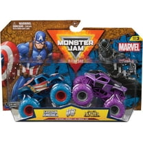 Monster Jam, Marvel Official Captain America Vs. Black Panther Die-Cast Monster Trucks, 1:64 Scale, Kids Toys for Boys and Girls Ages 3 and up