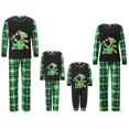 thumbnail image 2 of Conjunto de pijamas familiares navideños a juego de hirigin, camiseta de manga larga con estampado de dinosaurio de dibujos animados y pantalones a cuadros, ropa de dormir para estar en casa, 2 of 4