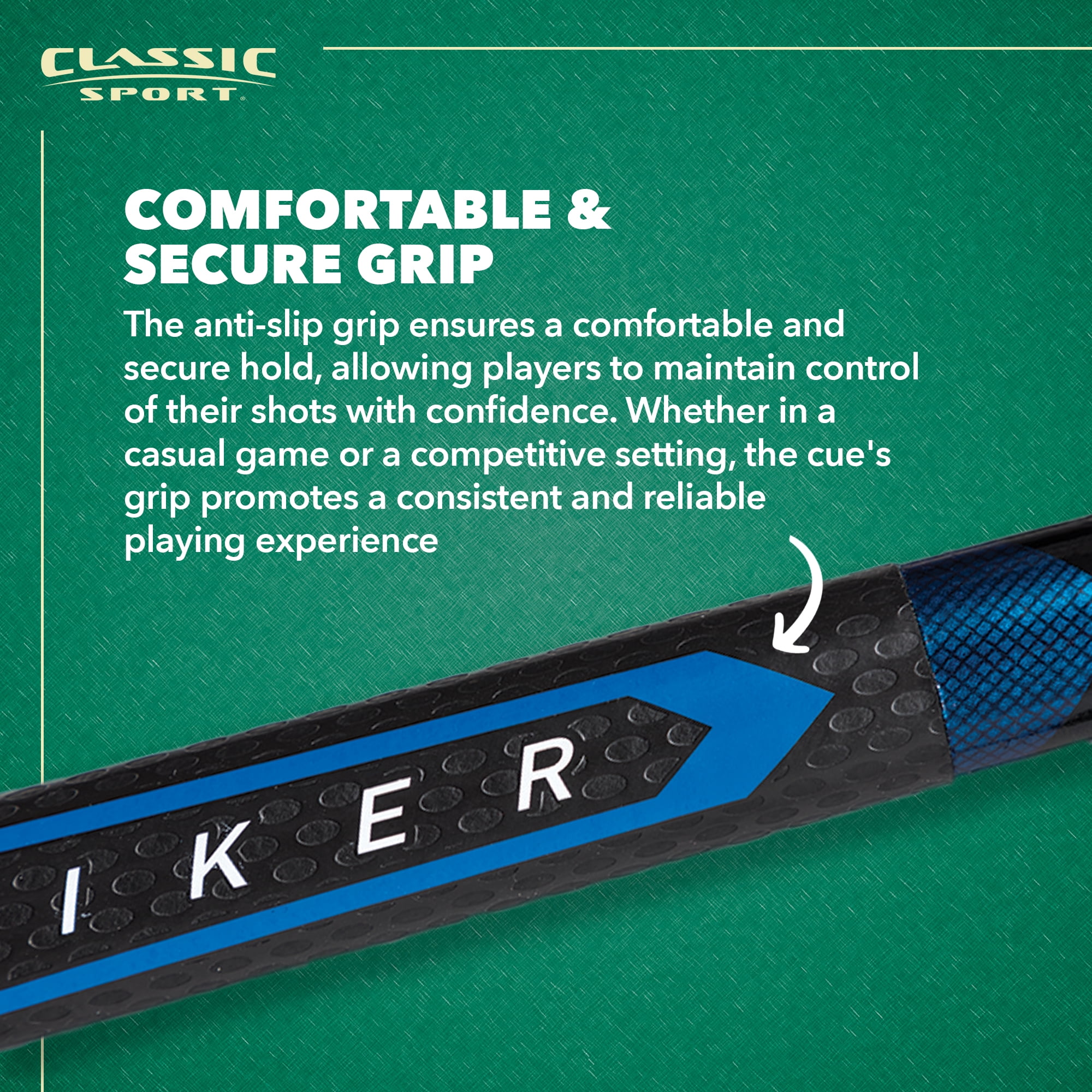 Classic Sport 58 in. Striker 2-Piece Composite Billiard Cue Pool Stick, 1.27lbs