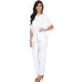 thumbnail image 5 of KOH KOH Long Pants Formal Cocktail Evening One Piece Fall Pockets Dressy Jumpsuit Romper Suit Casual Outfit Playsuit Tall 3/4 Short Sleeve For Women Ivory White XX-Large US 18-20 NT118, 5 of 7