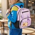 thumbnail image 3 of HUIACONG Purple Mermaid Capybara 13.5 Inch Backpack for Kids Girls, Water Resistant School Bag with Breathable Adjustable Padded Straps, Large Capacity Multi Pocket Bookbag for School Travel, 3 of 7