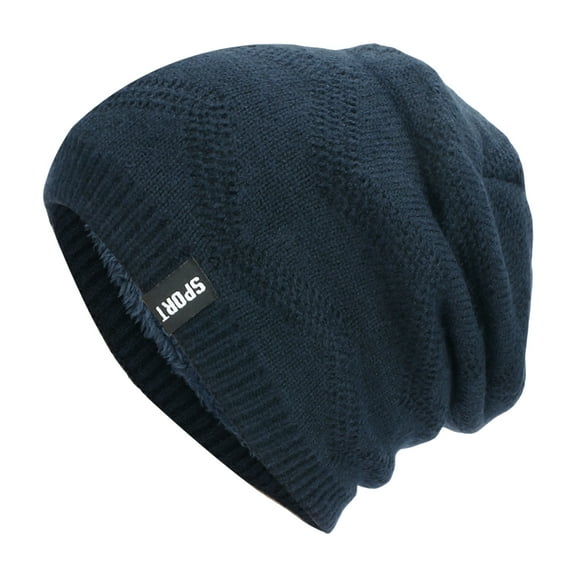Honrane Men Hat Fleece Lining Slouchy Good Stretchy Comfortable Touch No Brim Keep Warm Thickening Soft Warm Slouch Beanie Cap for Dating