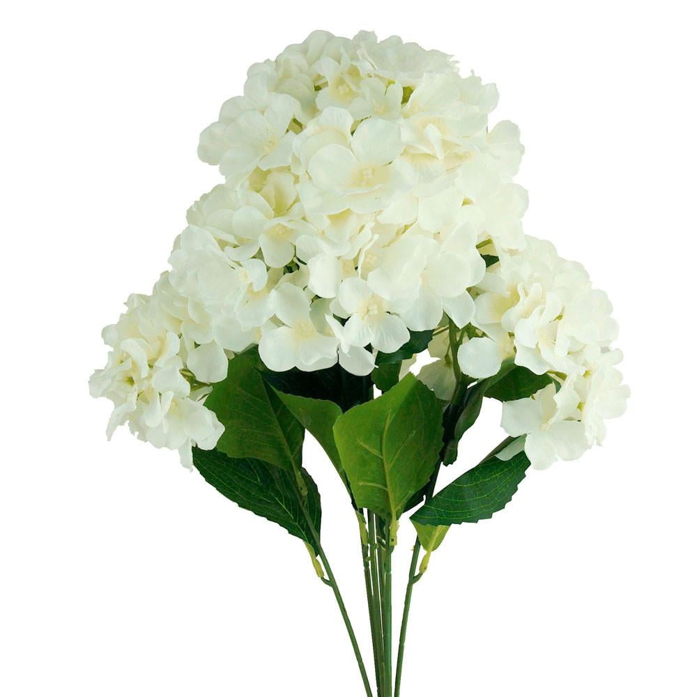 Artificial Silk Hydrangea Bouquet Flowers, 22Inch, Ivory