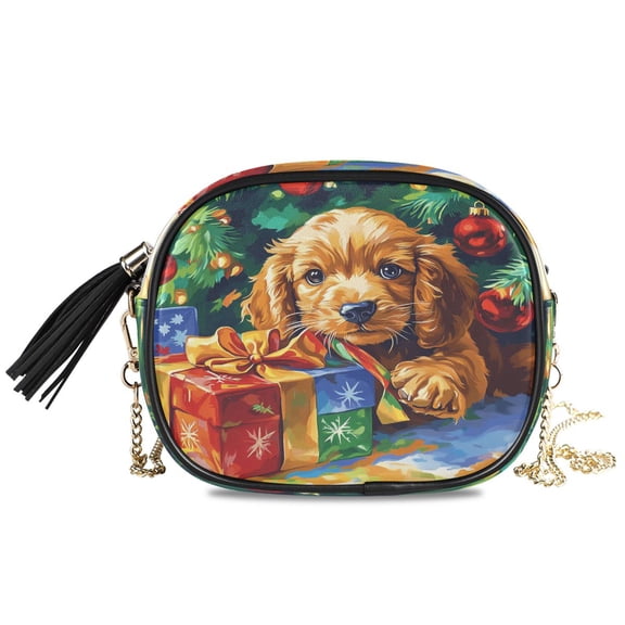 Womens Casual Chain Shoulder Bag Simple style Puppy with Christmas Gifts Crossbody Bag