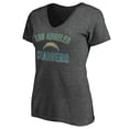thumbnail image 2 of Women's Heathered Gray Los Angeles Chargers Victory Arch V-Neck T-Shirt, 2 of 3