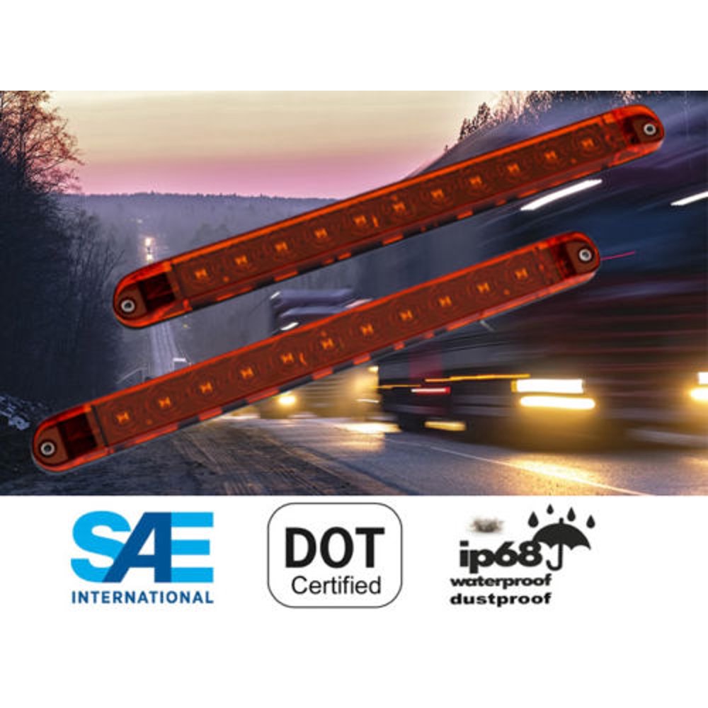 2 Amber Yellow 17" LED Light Bar Waterproof Turn Signal Clearance Truck
