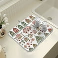 thumbnail image 4 of Yayeee Dish Drying Mat for Kitchen Counter 18" x 24" Microfiber Super Absorbent Coffee Decorative Pad, Green Nordic Christmas House, 4 of 9
