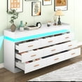 thumbnail image 5 of ChVans White Dresser with LED Light and Charging Station, Modern Wood Dresser with Wide Drawers and Metal Handles, 9 drawer dresser for Bedroom, Living Room, Entryway, Hallway, 5 of 10