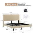 thumbnail image 2 of Harper & Bright Designs King Size Velvet Platform Bed with Headboard, Metal Platform Bed Frame with Charging Station, Beige, 2 of 10