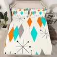 thumbnail image 2 of Manfei Abstract Geometric Rhombus Queen Sheet Sets,Modern Minimalist Aesthetic Flat Sheet,Orange Beige Blue Queen Fitted Sheet For Girls Boys,Super Cozy Room Decor,4-Piece, 2 of 7