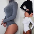 thumbnail image 2 of Women Bodysuit Solid Color Turtleneck Sexy Hip Wrap Stretchy One-Piece Underwear for Yoga, 2 of 7