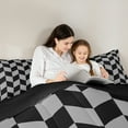 thumbnail image 5 of jejeloiu Black Geometric Rhombus Bedding Comforter Set,Modern Minimalist Geometric Twin Comforter Sets,Gray Checkerboard Grid Bedding Set For Teens,Ultra Soft Home Decor Reversible,2 Pieces, 5 of 8