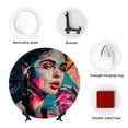 thumbnail image 4 of Yiaed Vibrant Street Art Portrait Print Bone China Decorative Plate Ceramic Dinner Plates Art Crafts with Display Stand-7in, 4 of 6