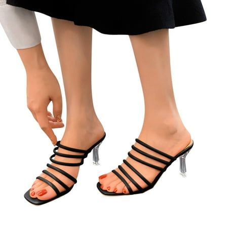 

YTJX Womens Stilettos High Heels Low Mid Square Heel Ankle Strap Sandal Office Ladies Pointed Toe Pumps Shoes
