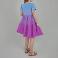 thumbnail image 4 of Spazoro Toddler Girls A-Line Dress, Round Neck Casual Color Block Short Sleeve Princess Dresses for Child Girls Purple Size 7-8T, 4 of 5