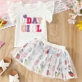 thumbnail image 2 of TANYSU Summer Girls Trendy Short Sleeve Tops And Colorful Tutu Skirt Sets For 3-8 Years Old Child Solid Color Versatile Relaxed Fit Baby Wear, 2 of 9