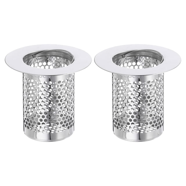 Uxcell 2 Pack Filtro de Drenaje de Ducha, 2" x 2.2" Capturador de Cabello de Acero Inoxidable