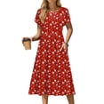 thumbnail image 1 of Vestido casual Zeagoo de manga corta Midi Aline Floral Black, 1 of 6