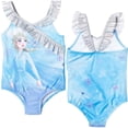 thumbnail image 2 of Traje de baño de una pieza para niña pequeña Disney Frozen Elsa, azul, 3T, 2 of 8