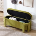 thumbnail image 4 of Modern Velvet Ottoman with Storage Entryway  for Living Room  Upholstered End of Bed  with Safty Hinge for Bedroom/Living Room/Lounge/Corner, Olive, 4 of 9