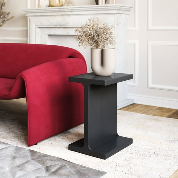 Bama Side Table Black End Table, Modern Style, Painted Mango Wood rectangular shape tabletop, Mango Wood, Indoor Living