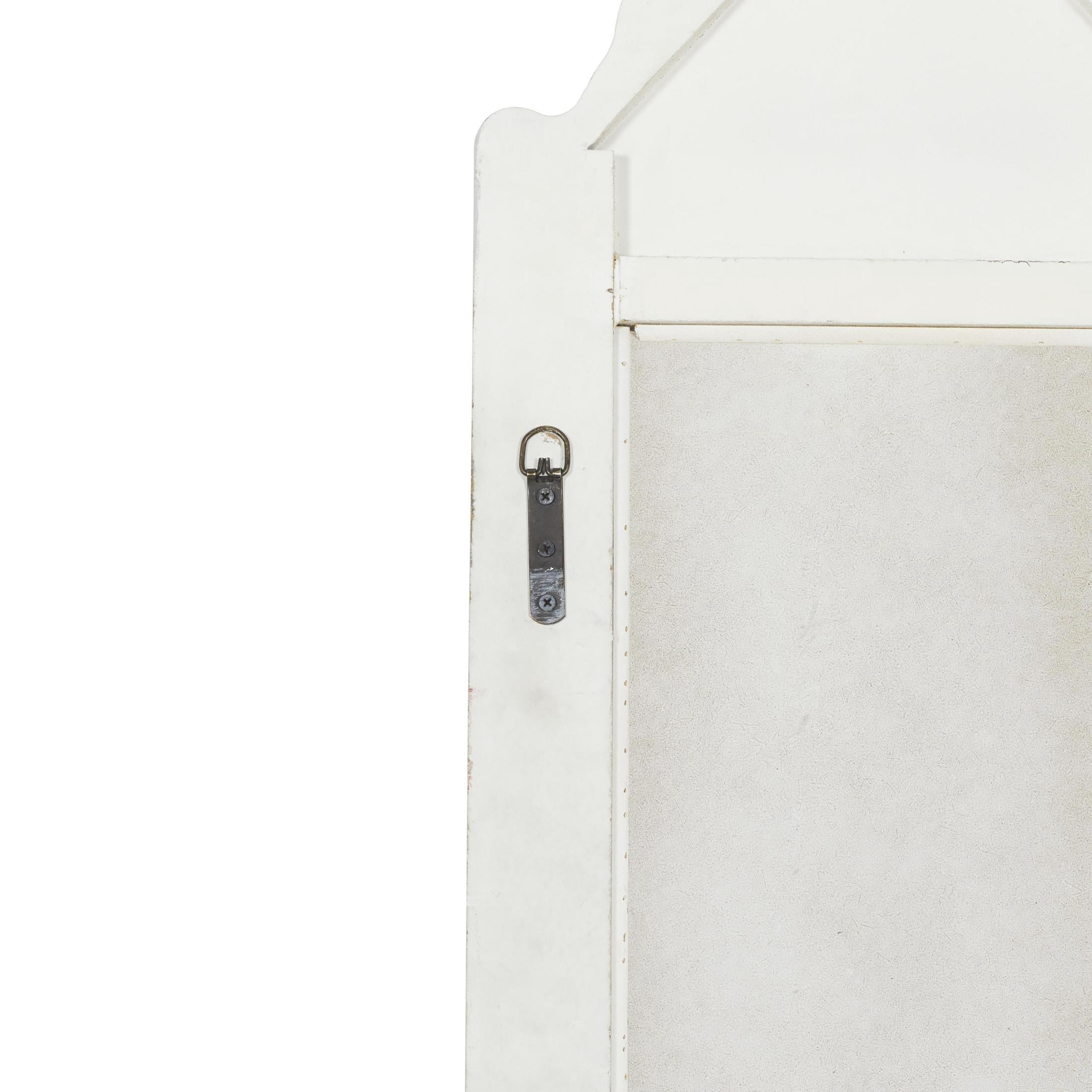 DecMode 16" x 72" White Slim Oval Vintage Style Floral Wall Mirror with Carved Brown Scrollwork