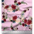 thumbnail image 1 of Soimoi Pink Velvet Fabric Ranunculus & Penoy Floral Print Print Fabric By the Yard 60 Inch Wide, 1 of 3